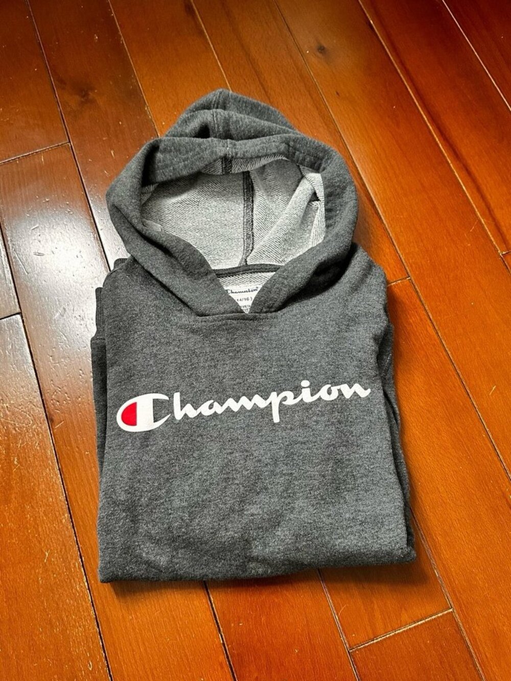 Boys Champion Hoodie – Gray, Size L (14/16)